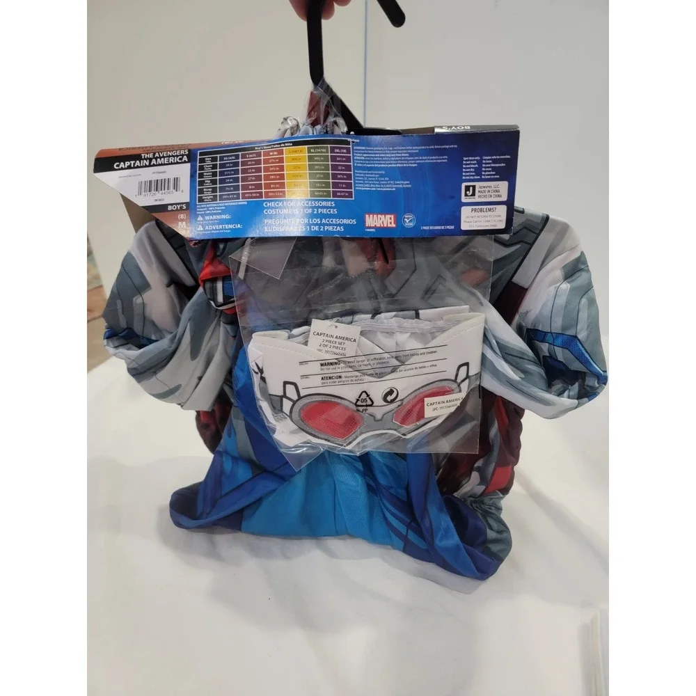 Avengers Captain America Costume Boys Medium 8 Marvel Jumpsuit Mask Halloween‎
